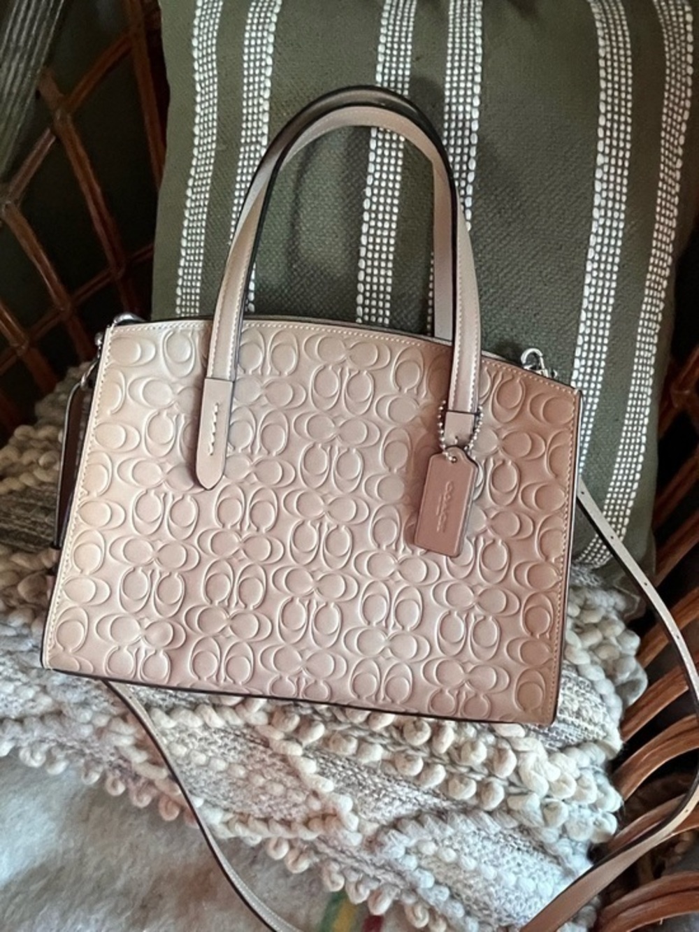 Coach Blush Pink Embossed Signature Bag